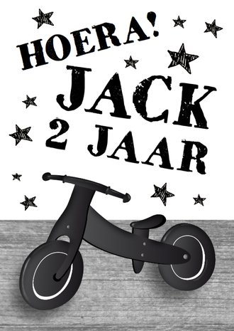 Verjaardagskaart stoere loopfiets zwart | Kaartje2go